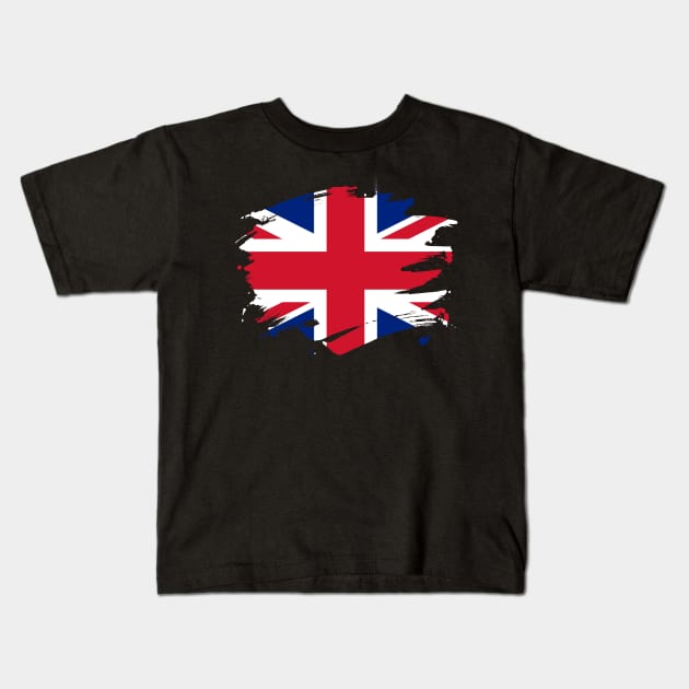 Britain Paint Splatter Flag - British Pride Design Kids T-Shirt by Family Heritage Gifts